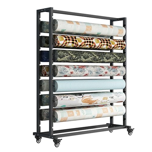 SnamicE Kommerzieller Stoffrollen-Präsentationsständer, Hängeregal, Mobiles Textilstoff-Aufbewahrungsregal mit Rädern, Hochleistungs-Stahl-Organizer für Vinylrollen/Lederr,Black-120cm-4 rods SnamicE Kommerzieller Stoffrollen-Präsentationsständer, Hängeregal, Mobiles Textilstoff-Aufbewahrungsregal mit Rädern, Hochleistungs-Stahl-Organizer für Vinylrollen/Lederr,Black-120cm-4 rods von SnamicE