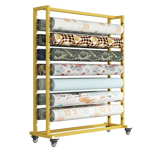 SnamicE Kommerzieller Stoffrollen-Präsentationsständer, Hängeregal, Mobiles Textilstoff-Aufbewahrungsregal mit Rädern, Hochleistungs-Stahl-Organizer für Vinylrollen/Lederr,Gold-160cm-4 rods SnamicE Kommerzieller Stoffrollen-Präsentationsständer, Hängeregal, Mobiles Textilstoff-Aufbewahrungsregal mit Rädern, Hochleistungs-Stahl-Organizer für Vinylrollen/Lederr,Gold-160cm-4 rods von SnamicE