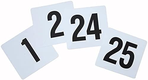 SnamicE Tischnummern, 1-25/50/100 W Tischnummern Sitzkarten Haltbarer Kunststoff Weiße Tischnummernschilder, 3,9X3,7 Zoll Tischkarten Restaurant Café Bar Utensilien/Weiß 1-100, von SnamicE