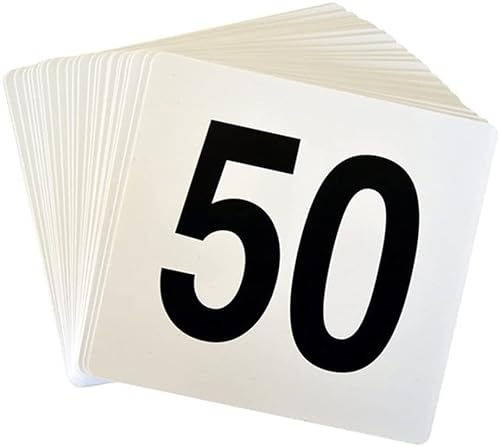 SnamicE Tischnummern 1 bis 25/50/100, doppelseitige Tischnummern aus Kunststoff, weiße quadratische Sitzkarten, Party-Event-Restaurant-Bar-Zubehör, Café-Utensil/1 bis 50,1 bis 50,1 to 50 SnamicE Tischnummern 1 bis 25/50/100, doppelseitige Tischnummern aus Kunststoff, weiße quadratische Sitzkarten, Party-Event-Restaurant-Bar-Zubehör, Café-Utensil/1 bis 50,1 bis 50,1 to 50 von SnamicE