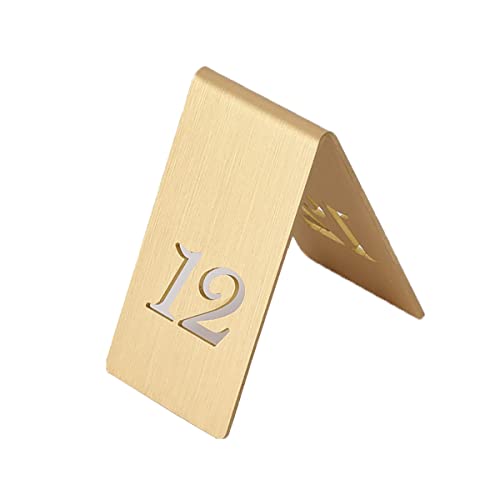 Tischkarten, Tischnummern im Messingzeltstil für Restaurants, ausgeschnittenes vertikales Messingnummernschild, 40 × 65 mm, stapelbare Tischkarten für Hochzeitsempfänge, Res,One Color-Number 12 Tischkarten, Tischnummern im Messingzeltstil für Restaurants, ausgeschnittenes vertikales Messingnummernschild, 40 × 65 mm, stapelbare Tischkarten für Hochzeitsempfänge, Res,One Color-Number 12 von SnamicE