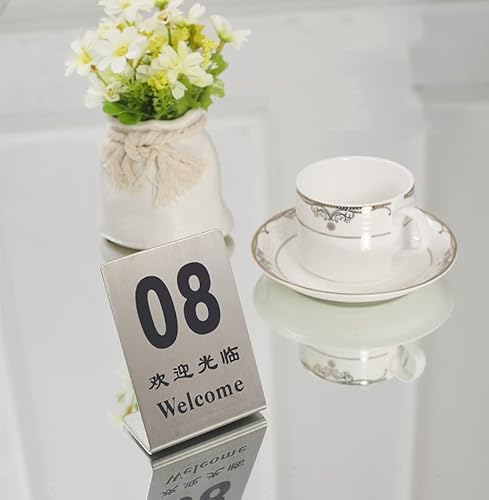 Tischnummernkarten aus Edelstahl, Tischnummern, Tischschilder, Teller 1-20/50/100, doppelseitige Zahlen, stapelbar, leicht zu reinigen, für Restaurant, Café, Bar, Hochzeit,9.5 * 7 * 4 cm-1 to 50 Tischnummernkarten aus Edelstahl, Tischnummern, Tischschilder, Teller 1-20/50/100, doppelseitige Zahlen, stapelbar, leicht zu reinigen, für Restaurant, Café, Bar, Hochzeit,9.5 * 7 * 4 cm-1 to 50 von SnamicE
