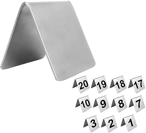 Tischnummernschilder für Restaurants, stapelbare Tischnummernkarten im Metallzeltstil, 1-50/1-100, doppelseitige Ziffern, Tischkarten für Cafés, Bars, Partys, Restauranttisc,1 to 100-2*2Inch(5*5Cm) von SnamicE