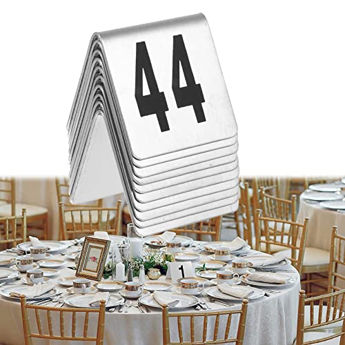 Tischschilder aus Edelstahl im Zeltstil, Tischnummernkarten – robust und leicht zu reinigen – für Restaurant, Bar, Hochzeiten, Tischnummernschild – Metall-Tischkarten 1–50,1 to 50-2x1.6Inch/5x4cm Tischschilder aus Edelstahl im Zeltstil, Tischnummernkarten – robust und leicht zu reinigen – für Restaurant, Bar, Hochzeiten, Tischnummernschild – Metall-Tischkarten 1–50,1 to 50-2x1.6Inch/5x4cm von SnamicE