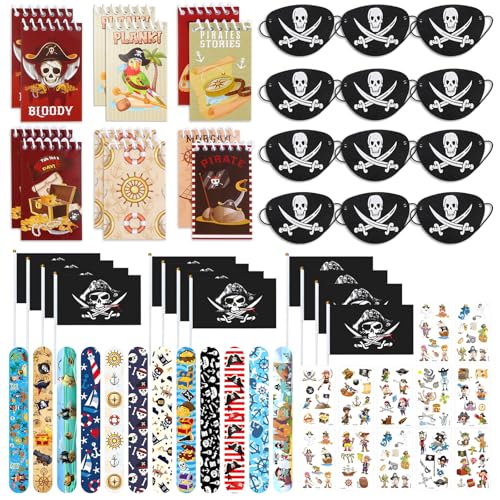 SneiDr 60Pcs Piraten Kindergeburtstag Set mit Notizblock Augenklappe Flagge Schnapparmband Tattoos Piraten Party Mitgebsel für Kinder Jungen Mädchen Mottoparty Deko im Piratenstil Geschenk SneiDr 60Pcs Piraten Kindergeburtstag Set mit Notizblock Augenklappe Flagge Schnapparmband Tattoos Piraten Party Mitgebsel für Kinder Jungen Mädchen Mottoparty Deko im Piratenstil Geschenk von SneiDr