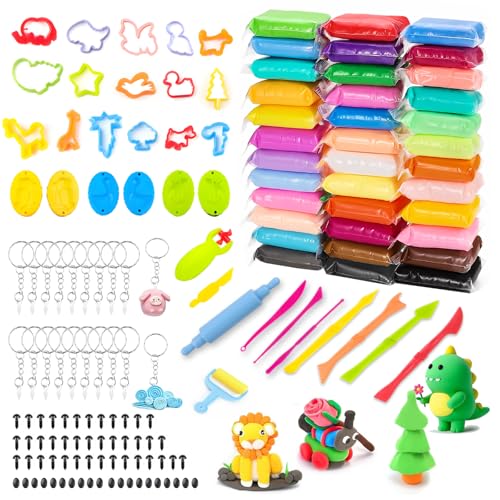SneiDr Knete Zubehör Set 36 Farben Lufttrocknende Modelliermasse Ungiftig Knetwerkzeug Einschließen Formen Dino-Prägern Schlüsselringen Spielzeugaugen und-Nase Kreativspielzeug für Kinder Ab 3 Als SneiDr Knete Zubehör Set 36 Farben Lufttrocknende Modelliermasse Ungiftig Knetwerkzeug Einschließen Formen Dino-Prägern Schlüsselringen Spielzeugaugen und-Nase Kreativspielzeug für Kinder Ab 3 Als von SneiDr