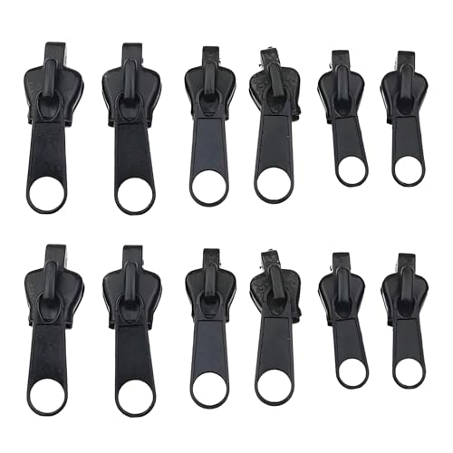 12 Stück Reißverschluss Zipper,Reissverschluss Zipper Ersatz,Reparatur für Reparaturset,Reißverschlüsse Schieber Abnehmbarer,Pull set Universeller,Reisverschluss-Reparaturset Reisverschluss-Schieber von Snhauxinfa