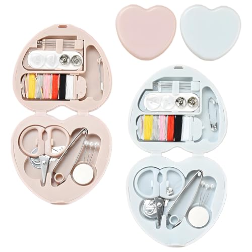 2 Stück Nähset,Travel Essentials,mini Reise set für Sewing,Kit Näh Tragbares,Anfänger Nähen und Accessories,Die Faltbares Mini-Nähkasten,Mini-Nähset Reise-Nähkästchen,Notfall-Nähset(Blau Und Rosa) von Snhauxinfa