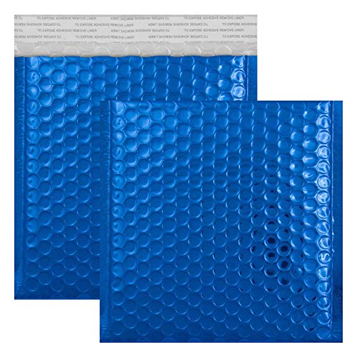 20 Stück Snooploops Luftpolster-Briefumschläge, Farbige Metallische Luftpolster-Versandtaschen Format 165x165 mm, mit Selbstklebeverschluß, Metallic Bubblebag Versandtaschen/CD (blau) von Snooploops