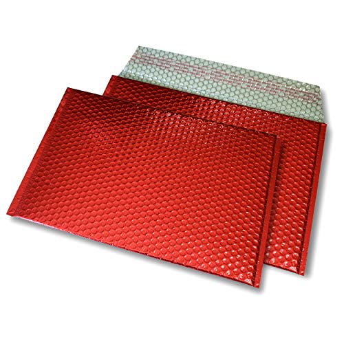 20 Stück Snooploops Luftpolster-Briefumschläge, Farbige Metallische Luftpolsterumschläge Format 325x235 mm, mit Selbstklebeverschluß, Metallic Bubblebag Versandtaschen / A4 (rot) von Snooploops