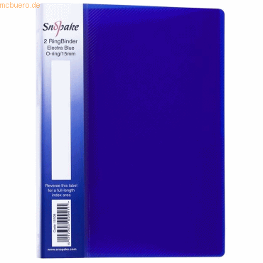 10 x Snopake Ringbuch A5 2 Ringe 15mm electra blau von Snopake