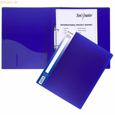 10 x Snopake Ringbuch Executive A4 2 Ringe 25mm electra blau von Snopake