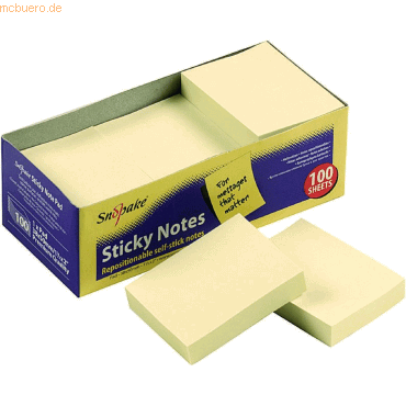 12 x Snopake Haftnotizen 50x38mm 100 Blatt gelb von Snopake