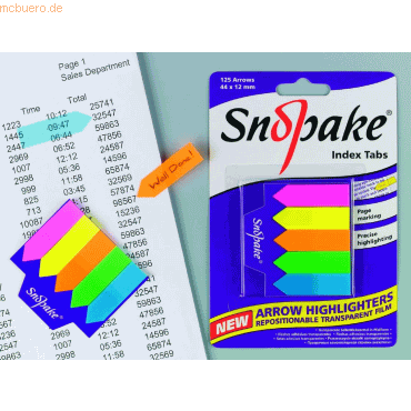12 x Snopake Index-Beschriftungspfeile 44x12mm 125 Pfeile farbig sorti von Snopake