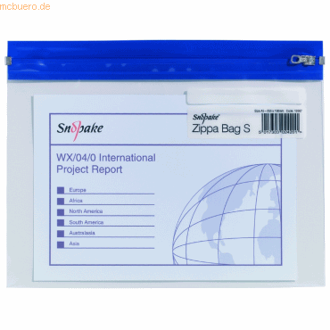 25 x Snopake Dokumententasche Zippa Bag 'S' A5 blau von Snopake