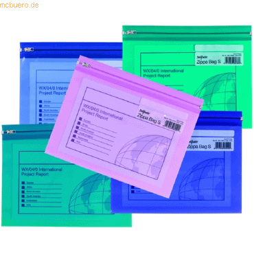 25 x Snopake Dokumententasche Zippa Bag 'S' A5 electra farbig sortiert von Snopake