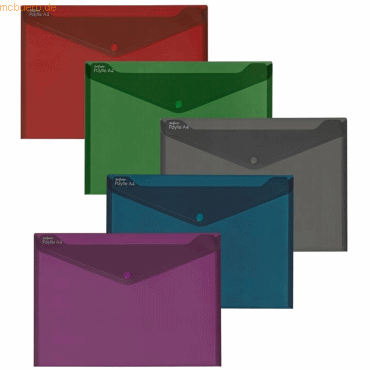 5 x Snopake Dokumententasche A4 Fusion farbig sortiert von Snopake