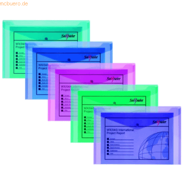 5 x Snopake Dokumententasche Foolscap 35,5x24cm electra farbig sortier von Snopake
