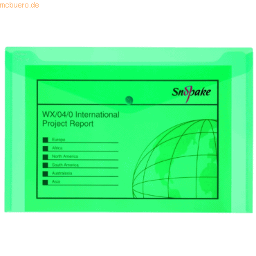 5 x Snopake Dokumententasche Foolscap 35,5x24cm electra-grün von Snopake