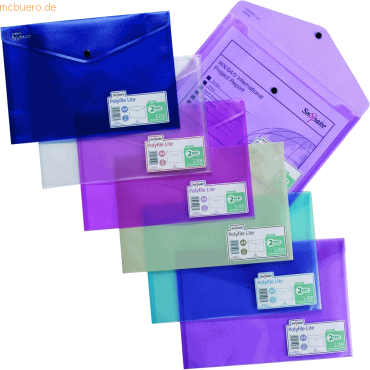 5 x Snopake Dokumententasche Lite A4 farbig sortiert von Snopake