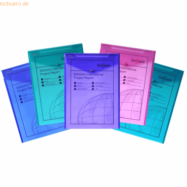 5 x Snopake Dokumententasche P A4 Hochformat electra farbig sortiert von Snopake
