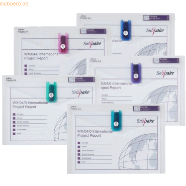 5 x Snopake Dokumententasche mit USB-Halter A4 electra farbig sortiert von Snopake