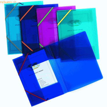 5 x Snopake Eckspannmappe A4 PP electra farbig sortiert von Snopake