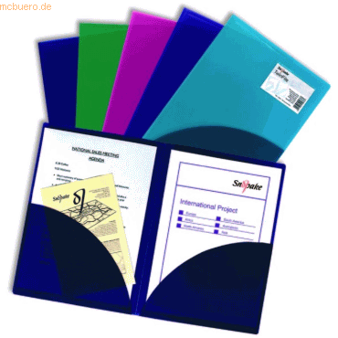 5 x Snopake Präsentationsmappe Twin File A4 electra farbig sortiert von Snopake