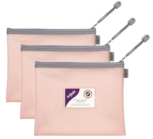 Snopake 15903 Zippa-Tasche mit hoher Kapazität, A5, aus EVA-Mesh, 240 x 130 mm, robuste Tasche mit Aufhängeschlaufe und Visitenkartenhalter, Pastellrosa, 3 Stück Snopake 15903 Zippa-Tasche mit hoher Kapazität, A5, aus EVA-Mesh, 240 x 130 mm, robuste Tasche mit Aufhängeschlaufe und Visitenkartenhalter, Pastellrosa, 3 Stück von Snopake