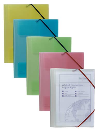 Snopake A4 FileLastic 12639 Aktenordner mit Gummizug, 3 Klappen, Polypropylen, sortiert, 5 Stück Snopake A4 FileLastic 12639 Aktenordner mit Gummizug, 3 Klappen, Polypropylen, sortiert, 5 Stück von Snopake