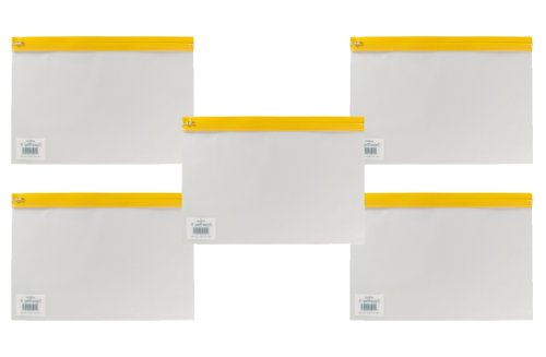 Snopake A4 Plus Zippa-Bag 'S' Classic mit Beschriftungsetikett [5 Stück] 370 x 260 mm - Reißverschlussleiste transparent/gelb [Ref: 12806] von Snopake