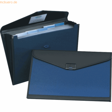 Snopake Fächermappe 360x240mm 6-teilig blau/schwarz von Snopake