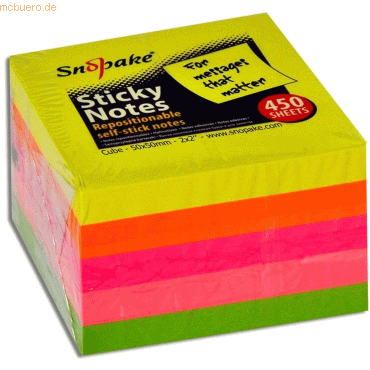 Snopake Haftnotizen Neon-farbig Mini 400 Blatt 50mmx50mm von Snopake