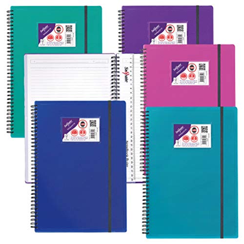 Snopake NoteGuard Notizbuch mit stabiler Rückseite, A4, farblich sortiert, 5 Stück von Snopake