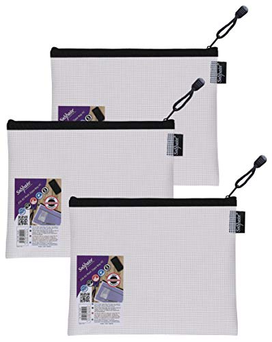 Snopake Zippa-Bag A5, hohe Kapazität, EVA-Netz, 255 x 205 mm, transparent/schwarz, 3 Stück von Snopake