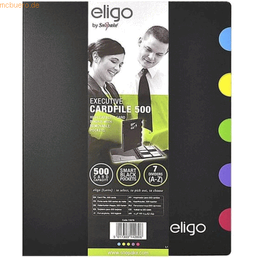 Snopake Visitenkarten-Ringbuch Eligo Executive für 500 Karten schwarz von Snopake