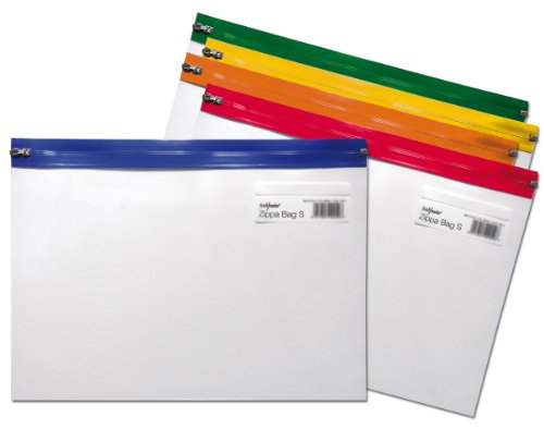 Snopake Zippa Bag 'S' Dokumententasche Reißverschluss A4 Plus 5 Stück transparent/farblich sortiert von Snopake