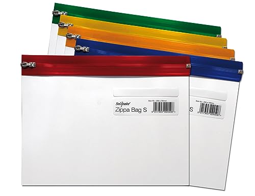 Snopake Zippa Bag 'S' Dokumententasche Reißverschluss A5 5 Stück transparent/farblich sortiert von Snopake