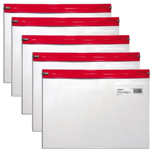 Snopake Zippa Bag 'S' Zipperbeutel A4 370 x 260 mm 5 Stück transparent/rot Snopake Zippa Bag 'S' Zipperbeutel A4 370 x 260 mm 5 Stück transparent/rot von Snopake
