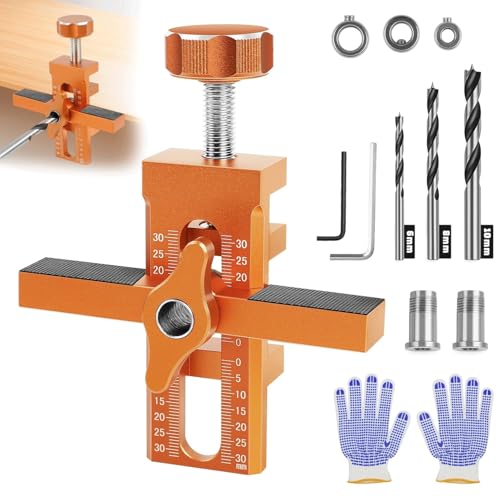 Schranktür Installationspositionierer Set, Schranktüren Bohrschablone mit 3 Bohrern, Cabinet Door Hardware Mounting Jig Positioning Tool den Meisten Schranktüren Einstellbarer Länge von Snovire