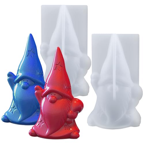 3D Wichtel Silikonform, Snowtain 2 Pcs Silikonform Kerze Weihnachtsmann, 3D DIY Gießform für DIY Seife, Wachs, Kerzen, Aromasteinen, Schlüsselanhänger von Snowtain