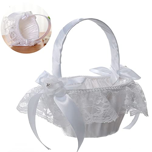 Schneespitze Blumenkorb Vintage Weiß Hochzeit Körbe, Satin Spitze Bowknot Körbe Bowknot Dekor Blumenkinderkörbchen Blumenmädchen Korb Schneespitze Blumenkorb Vintage Weiß Hochzeit Körbe, Satin Spitze Bowknot Körbe Bowknot Dekor Blumenkinderkörbchen Blumenmädchen Korb von Snowtain