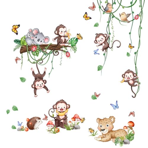 Snowtain Deko kinderzimmer Wandtattoo,Tierische Party Wandaufkleber,Löwen Affen Koala Safari Wandsticker,für Jungen Mädchen Babyzimmer Schlafzimmer Wanddeko Snowtain Deko kinderzimmer Wandtattoo,Tierische Party Wandaufkleber,Löwen Affen Koala Safari Wandsticker,für Jungen Mädchen Babyzimmer Schlafzimmer Wanddeko von Snowtain