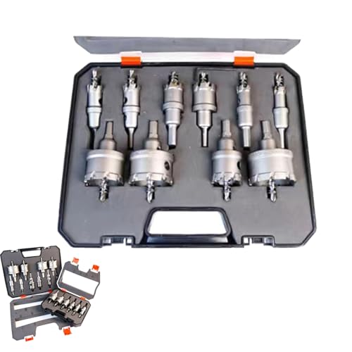 10 Stück Lochsäge Set,Lochsäge Hartmetall-Bohrer, Hochwertiger TCT Metall Lochsäge Bohrer,TCT Lochbohrer Bohrer,für Edelstahl, Eisen, Legierung, Holz, Kunststoff (10PCS) von Snrtevu