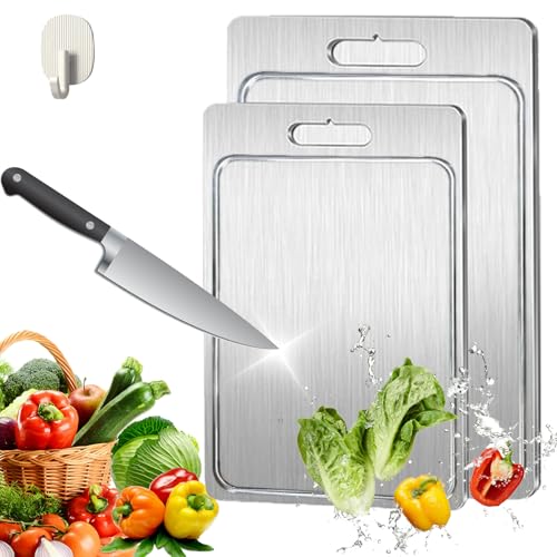 Kovali Titan Schneidebrett 2.0, Kovali 2026 Neu Titan-Schneidebretttm 2.0 Mit Ablaufrinne, Metall Schneidebrett Spülmaschinenfest, Schont Deine Messer, Doppelseitiges Design (30 * 20CM) von Snrtevu