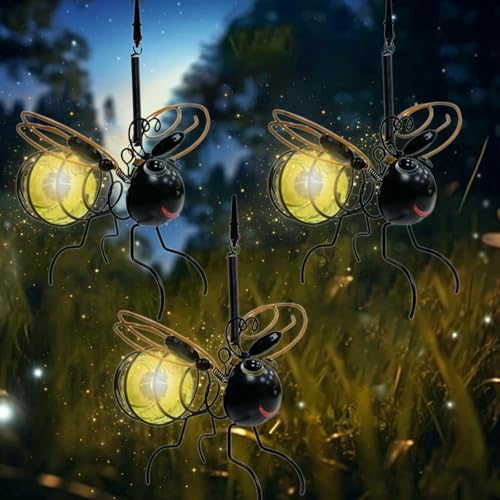 Solarbetriebene Bienenlaterne Gartendeko, Solar Deko Für Außen Garten, Outdoor Hanging Solar Bee Light, Bienen Deko Solarleuchte, Wetterfest, Für Garden,Terrasse,Balkon (3PCS-YELLOW) von Snrtevu