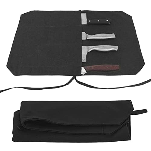 Messerrolle, 16A Messertasche aus Segeltuch mit 4 Fächern, Tragbare Messer-Aufbewahrungstasche für Köche und Kochschüler, Kleine Heimkoch-Werkzeugtasche für Camping-Picknick Im Freien(Schwarz) von banapoy