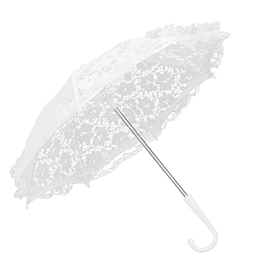 Spitze Regenschirm, J-Griff Brautschirm für Schauspieler für Bühnenauftritt Maskeraden für Partydekoration Foto Requisiten für Braut for(51239 weiß) von Snufeve6