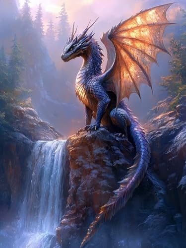 Diamond Painting Drachen für Bastelset Kinder ab 6 Jahre, Diamant Painting Fallen Set für Erwachsene Anfänger, 5D DIY Mosaikherstellung Full Diamant Set für Wanddeko Festival Geschenke 40x50cm S-360 von Snuysogx