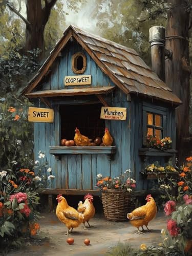 Diamond Painting Ländlich für Bastelset Kinder ab 6 Jahre, Diamant Painting Huhn Set für Erwachsene Anfänger, 5D DIY Mosaikherstellung Full Diamant Set für Wanddeko Festival Geschenke 35x45cm S-185 Diamond Painting Ländlich für Bastelset Kinder ab 6 Jahre, Diamant Painting Huhn Set für Erwachsene Anfänger, 5D DIY Mosaikherstellung Full Diamant Set für Wanddeko Festival Geschenke 35x45cm S-185 von Snuysogx